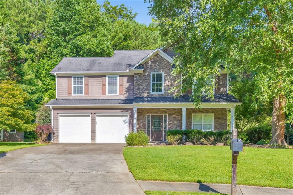 Welcome to this charming 5 bed / 3.5 bath home nestled on a flat cul-de-sac lot next to a serene 12-acre nature preserve. Step inside to find tile and hardwood flooring throughout the main level, complemented by arched doorways, high ceilings, and an abundance of natural light. A two-story fireside living room flows into the elegant kitchen with stainless steel appliances, while a convenient bedroom with a full bath is tucked just off the kitchen - perfect for guests or a private office. Upstairs, the spacious primary suite offers high ceilings, an en suite bath with double vanity, separate shower, soaking tub, and an oversized walk-in closet. Three additional upper-level bedrooms provide plenty of room for everyone. Enjoy the private backyard with a storage shed and space to relax outdoors. Neighborhood amenities include a pool, tennis courts, playgrounds, and scenic Butler Creek just outside your door. One month's rent security deposit. Small dogs under 20 pounds allowed. Larger dogs $1000 refundable deposit.