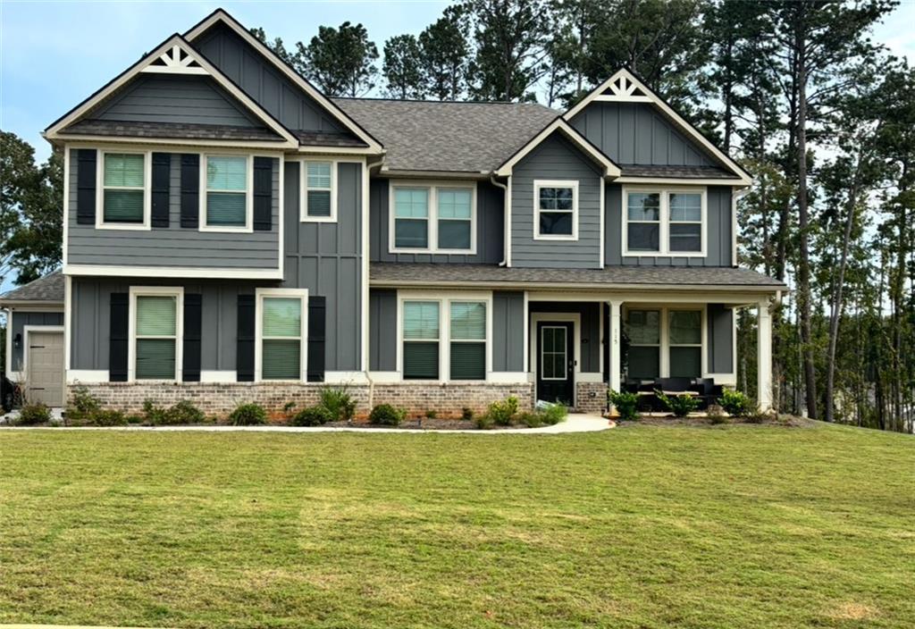 This Stunning approx. 3843 sq. ft., 5 bedroom, 3.5 bath Estate with one bedroom being on the Main level, sits Gracefully on a private 1-acre lot with a Covered front porch and Full sprinkler system, offering the perfect balance of Elegance and Comfort. From the moment you step inside, you'll be greeted by Soaring Coffered Ceilings in both the Family and separate Dining room, setting the home for refined living. The heart of the home is the Gourmet, Open-Concept kitchen, boasting a Large island with Beautiful Solid Surface Marble countertops and seamless flow into the Spacious family room - a dream layout for both everyday living and entertaining. The Oversized Master retreat features a Spa-like bathroom with a Freestanding Soaking tub, Solid Surface Marble countertops, and Exceptional finishes that make it a True Sanctuary. Upstairs, a Large Loft offers additional space, while Generously Sized bedrooms include a well-appointed Jack -and-Jill bathroom for convenience and style. A 3-car garage provides ample storage and parking, completing this exceptional property. This Beautiful Home sits on a 1-acre lot. More pictures coming!