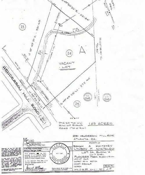 Vacant Land For Sale - 2981 Henderson Mill Road<br/> Chamblee, GA 30341