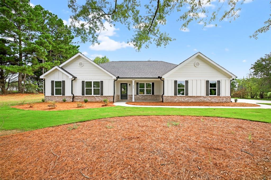 RANCH FLOORPLAN! NOT IN A SUBDIVISION SO NO HOA OR COVENANTS !! LEVEL LOT ! UPGRADES THRUOUT! The Coleman floor plan with Hardi plank type siding along with soffits. Architectural Shingles All bedrooms are prewired for ceiling fans. Fireplace oversized to 42 inch. BEST of ALL is the covered back patio! Four spacious br! Must see On an acre +-lot. Carpet is only in the bedrooms and their closets. Brushed nickel fixtures This one will not last! Ready by end of July ! Better Hurry. Lots of mature trees and privacy . Septic is in the front so you can add an inground pool later if you want. Those are hard to find. Let's make a deal!
